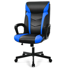 Load image into Gallery viewer, Swivel PU Leather Office Gaming Chair with Padded Armrest-Blue
