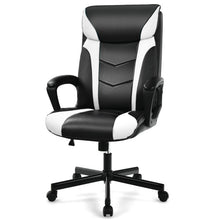 Load image into Gallery viewer, Swivel PU Leather Office Gaming Chair with Padded Armrest-White
