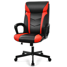 Load image into Gallery viewer, Swivel PU Leather Office Gaming Chair with Padded Armrest-Red
