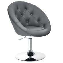 Load image into Gallery viewer, Adjustable Bar Stool Swivel Vanity Accent Chair with Round Tufted Back-Gray
