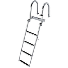 Load image into Gallery viewer, 4 Step Stainless Steel Folding Telescoping Pontoon Boat Ladder
