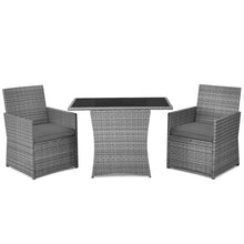 Load image into Gallery viewer, 3 Pieces Patio Rattan Furniture Set with Cushioned Armrest Sofa-Gray
