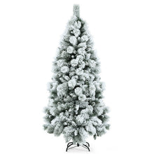 Load image into Gallery viewer, Flocked Hinged Artificial Christmas Slim Tree with Pine Needles-6 ft
