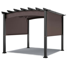 Load image into Gallery viewer, 10 x 10ft Patio Pergola Gazebo Sun Shade Shelter with Retractable Canopy-Coffee
