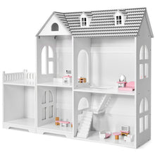 Load image into Gallery viewer, 2-Tier Dollhouse Bookcase with Sufficient Storage Space-Gray
