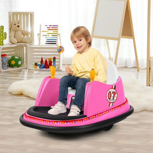 6V Kids Ride On Bumper Car Vehicle 360-degree Spin Race Toy with Remote Control-Pink