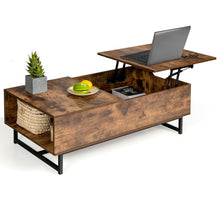 Load image into Gallery viewer, 43 Inch Lift Top Coffee Table with Storage Compartment and Metal Frame -Coffee
