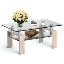 Load image into Gallery viewer, Rectangle Glass Coffee Table with Metal Legs for Living Room-Natural
