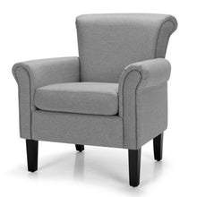 Load image into Gallery viewer, Modern Upholstered Fabric Accent Chair with Rubber Wood Legs-Light Gray
