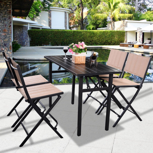 5 pcs Patio Outdoor Folding Chairs Table