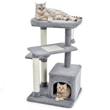 Load image into Gallery viewer, Cat Tree with Perch and Hanging Ball for Indoor Activity Play and Rest-Gray
