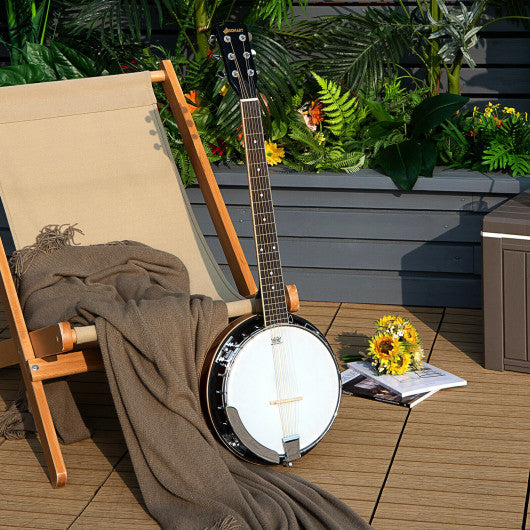 39 Inch Sonart Full Size 6-string 24 Bracket Professional Banjo Instrument with Open Back