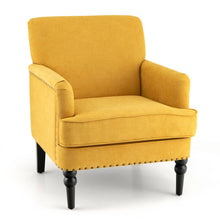 Load image into Gallery viewer, Modern Upholstered Padded Accent Chair with Rubber Wood Legs-Yellow
