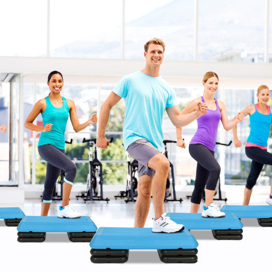 29 Inch Adjustable Workout Fitness Aerobic Stepper Exercise Platform-Blue