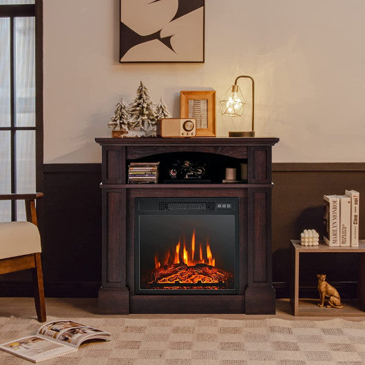 32 Inch 1400W Electric TV Stand Fireplace with Shelf-Natural