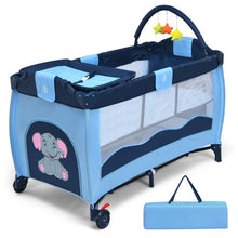 Load image into Gallery viewer, Portable Baby Crib Playpen Playard Pack Travel Infant Bassinet Bed Blue
