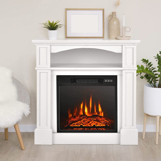 32 Inch 1400W Electric TV Stand Fireplace with Shelf-White