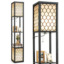 Load image into Gallery viewer, Modern Shelf Freestanding Floor Lamp with Double Lamp Pull Chain and Foot Switch
