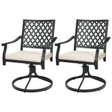 Load image into Gallery viewer, 2 Pieces Patio 360° Swivel Dining Chairs with Rocker and Cushioned Armrest-Beige
