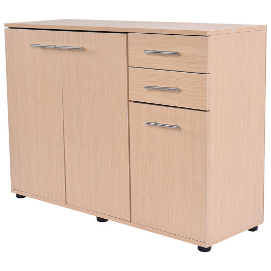 Natural Color Large Storage Cabinet Cupboard with 2 Drawers