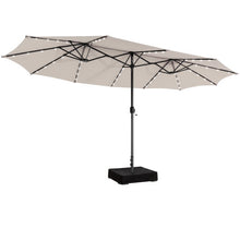 Load image into Gallery viewer, 15 Feet Double-Sided Patio Umbrella with 48 LED Lights-Beige
