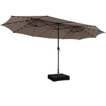 Load image into Gallery viewer, 15 Feet Double-Sided Patio Umbrella with 48 LED Lights-Brown
