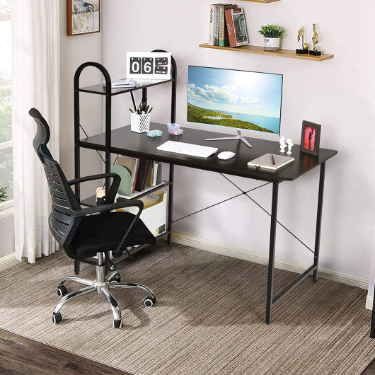 48-Inch Reversible Computer Desk with Storage Shelf-Brown