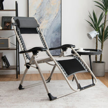 Load image into Gallery viewer, Padded Adjustable Folding Zero Gravity Reclining Lounge Chair-Black
