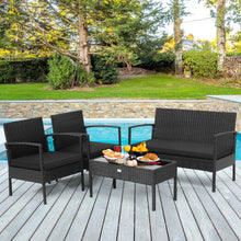 Load image into Gallery viewer, 4 Pieces Patio Rattan Furniture Set with Cushion
