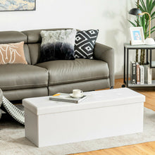 Load image into Gallery viewer, 45 Inches Large Folding Ottoman Storage Seat-White
