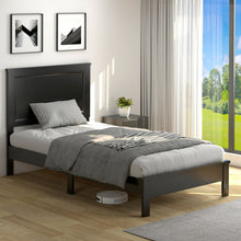 Load image into Gallery viewer, Twin Size Platform Bed Frame with Rubber Wood Leg-Black
