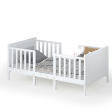 Load image into Gallery viewer, 2-in-1 Convertible Kids Wooden Bedroom Furniture with Guardrails-White
