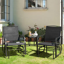 Load image into Gallery viewer, Double Swing Glider Rocker Chair set with Glass Table-Black

