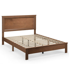 Load image into Gallery viewer, Full Size Platform Slat Bed Frame with High Headboard-Walnut
