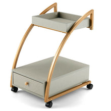 Load image into Gallery viewer, Modern Tray Top 4 Casters Rolling End Table with Storage Drawer-Gray
