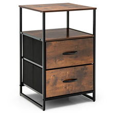 Load image into Gallery viewer, Industrial Dresser Organizer Unit with 2 Fabric Drawers and Sturdy Steel Frame-Rustic Brown
