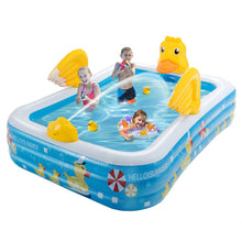 Load image into Gallery viewer, Inflatable Swimming Pool Duck Themed Kiddie Pool with Sprinkler for Age Over 3-Blue
