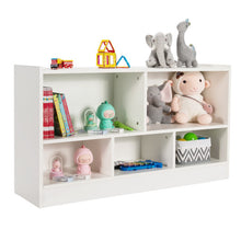 Load image into Gallery viewer, Kids 2-Shelf Bookcase 5-Cube Wood Toy Storage Cabinet Organizer-White
