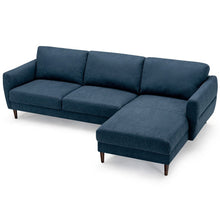 Load image into Gallery viewer, L-Shaped Fabric Sectional Sofa with Chaise Lounge and Solid Wood Legs-Navy
