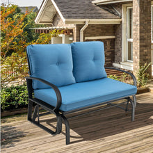 Load image into Gallery viewer, Patio 2-Person Glider Bench Rocking Loveseat Cushioned Armrest-Blue
