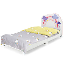 Load image into Gallery viewer, Kids Twin Size Upholstered Platform Wooden Bed with Rainbow Pattern
