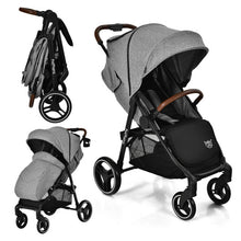 Load image into Gallery viewer, 5-Point Harness Lightweight Infant Stroller with Foot Cover and Adjustable Backrest-Gray
