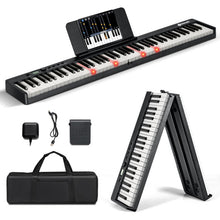 Load image into Gallery viewer, 88-Key Folding Electric Lighted Piano Full Size Portable Keyboard MIDI-Black

