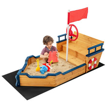 Load image into Gallery viewer, Kids Pirate Boat Wooden Sandbox Children Outdoor Playset
