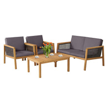 Load image into Gallery viewer, 4 Pieces Patio Rattan Furniture Set with Removable Cushions-Gray
