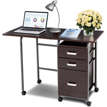 Load image into Gallery viewer, Folding Computer Laptop Desk Wheeled Home Office Furniture-Brown
