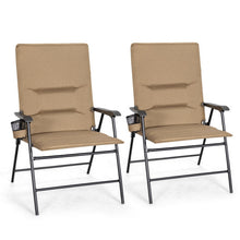 Load image into Gallery viewer, 2 Pieces Patio Padded Folding Portable Chair Camping Dining Outdoor-Brown
