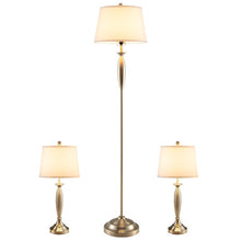 Load image into Gallery viewer, 3-Piece Modern Nickel Finish Lamp Set-Silver

