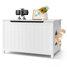 Load image into Gallery viewer, Wooden Cat Litter Box Enclosure with Top Opening Side Table Furniture-White
