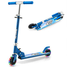 Load image into Gallery viewer, Folding Adjustable Height Kids Toy Kick Scooter with 2 Flashing Wheels-Blue
